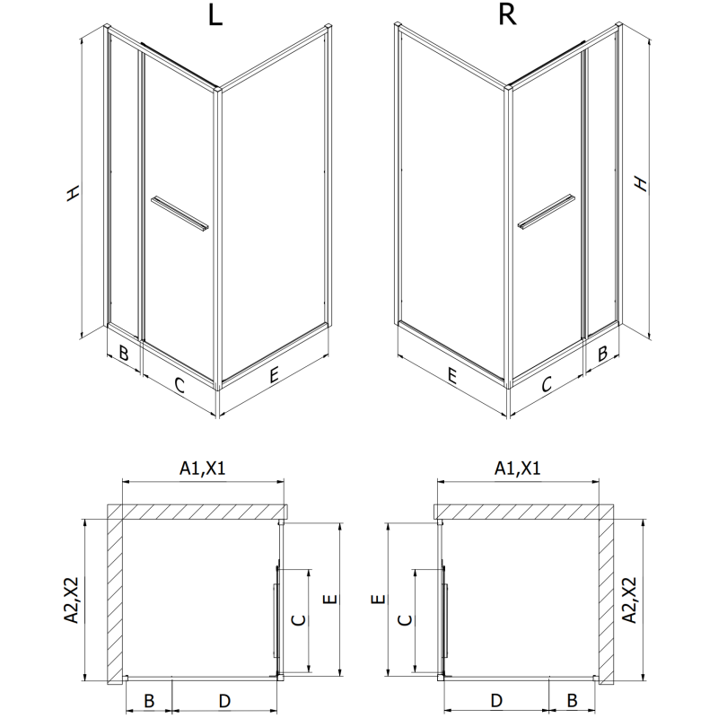 Mexen Linea kabina prysznicowa rozsuwana 80 x 85 cm, transparent, czarna - 8E1-080-085-70-70