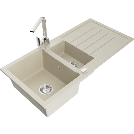 Mexen Andres granit Wäschbecken 1,5-Kummer mat Ofbauschrack an Rita Küchenhahn, beige - 6515-69-670300-00