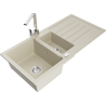 Mexen Andres Granitspüle 1,5-beckig mit Abtropffläche und Küchenarmatur Rita, beige - 6515-69-670300-00