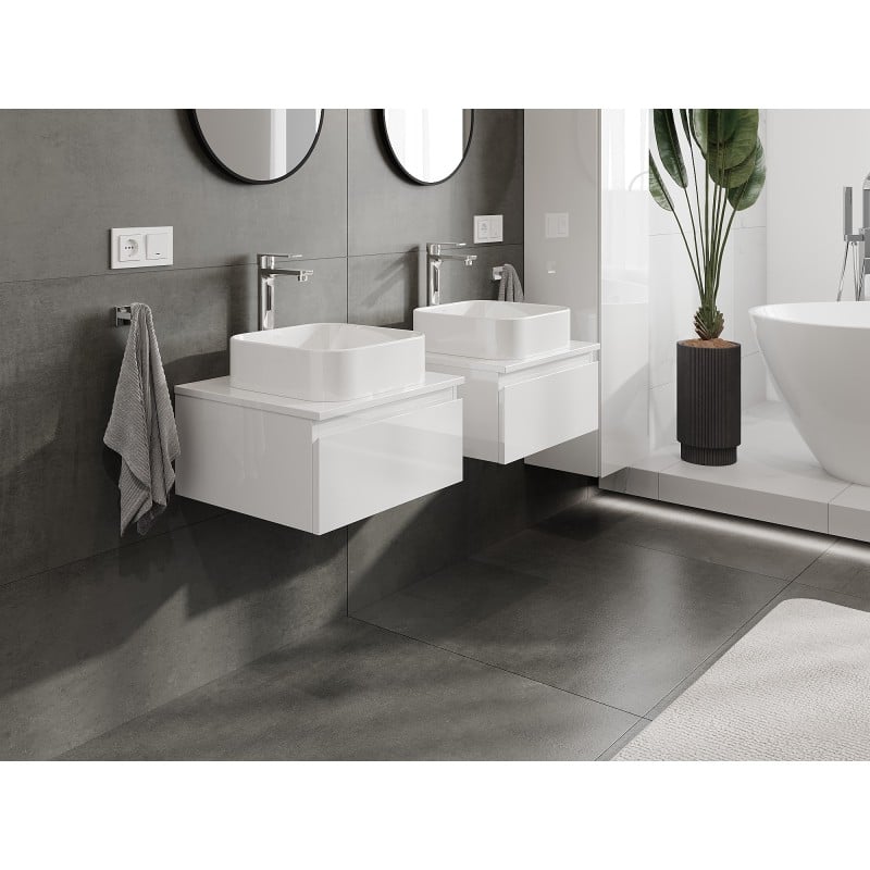 Mexen Orio badkamermeubel onder wastafel 50 cm met blad, 1 lade, wit glans - 91A10-05023-1-BFC00