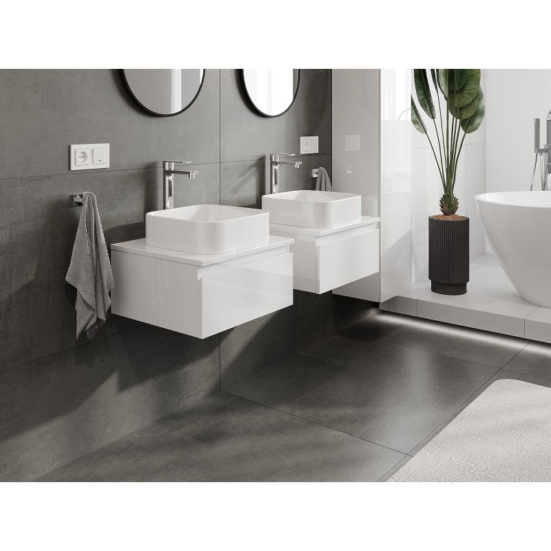 Mexen Orio Buedzëmmer-Schaf mat Uewerfläche fir ënnert de Wäschbecken, 50 cm, 1 Schëllerlade, wäiss Glanz