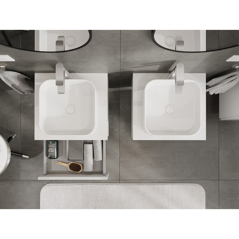 Mexen Orio bathroom cabinet under-sink 50 cm with countertop, 1 drawer, white gloss - 91A10-05023-1-BFC00