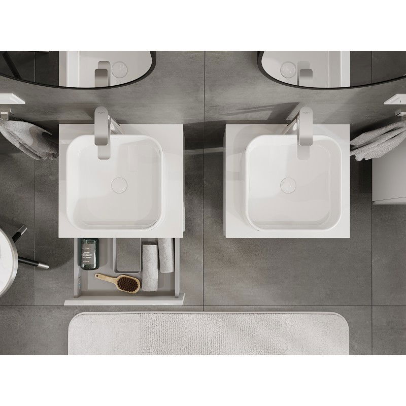 Mexen Orio kopalniška omarica pod umivalnikom 50 cm z delovno ploščo, 1 predal, bel sijaj - 91A10-05023-1-BFC00