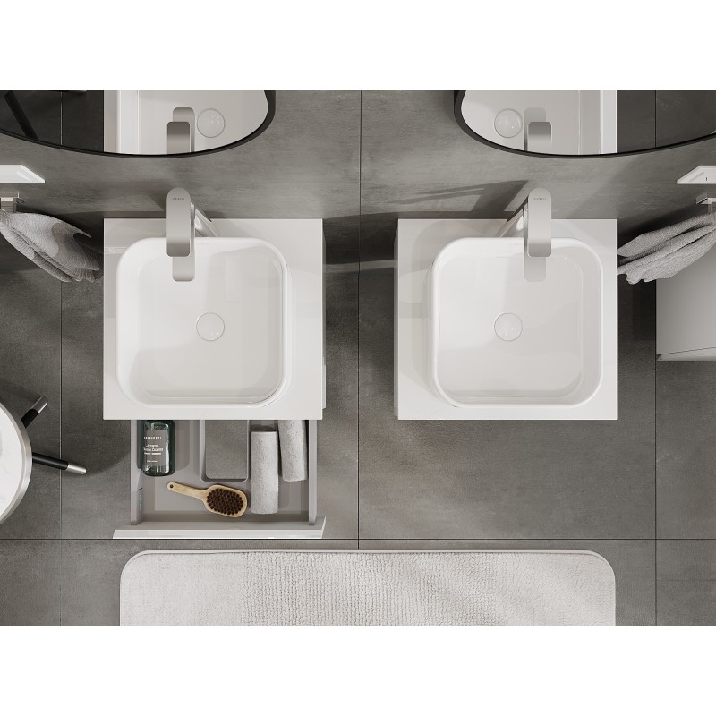 Mexen Orio mueble de baño bajo lavabo 50 cm con encimera, 1 cajón, blanco brillante - 91A10-05023-1-BFC00