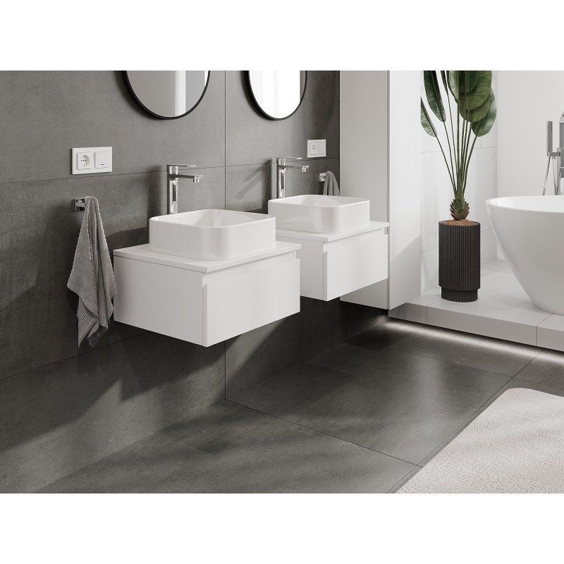 Mexen Orio Badezimmer-Unterschrank 50 cm mit Arbeitsplatte, 1 Schublade, weiß matt - 91A10-05023-1-BFC01