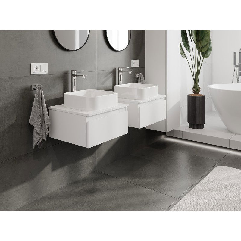 Mexen Orio bathroom cabinet under sink 50 cm with countertop, 1 drawer, matte white - 91A10-05023-1-BFC01