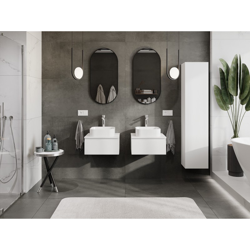 Mexen Orio gabinete de baño para lavabo de 50 cm con encimera, 1 cajón, blanco mate - 91A10-05023-1-BFC01