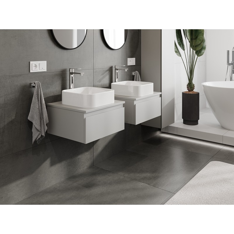 Mexen Orio szafka łazienkowa podumywalkowa 50 cm z blatem, 1 szuflada,  szara mat - 91A10-05023-1-BFC62