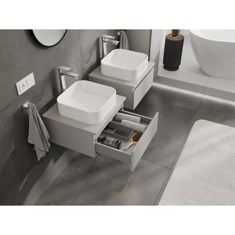 Mexen Orio armoire de salle de bain sous lavabo 50 cm avec plateau, 1 tiroir, gris mat - 91A10-05023-1-BFC62
