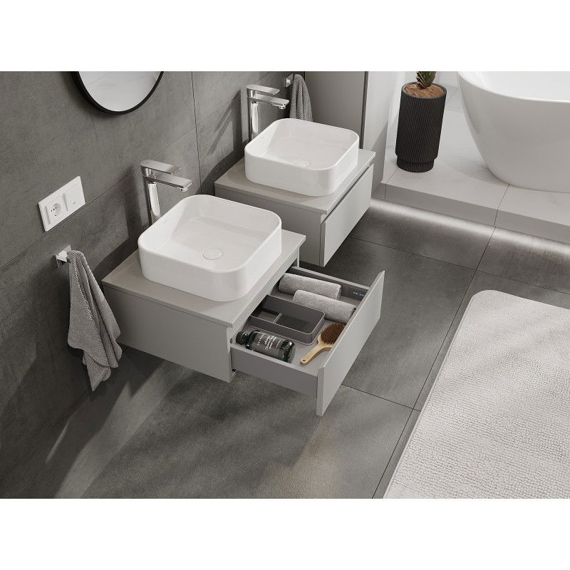 Mexen Orio bathroom cabinet under sink 50 cm with countertop, 1 drawer, gray matte - 91A10-05023-1-BFC62