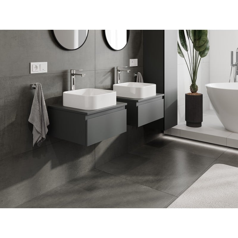 Mexen Orio szafka łazienkowa podumywalkowa 50 cm z blatem, 1 szuflada,  grafit mat - 91A10-05023-1-BFC66
