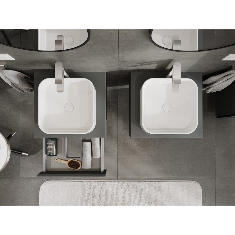Mexen Orio meuble de salle de bain sous-lavabo 50 cm avec plateau, 1 tiroir, graphite mat - 91A10-05023-1-BFC66