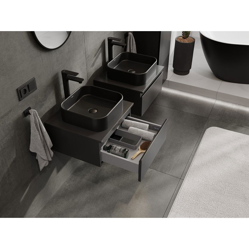 Mexen Orio Buedemschränkchen ënner dem Lavabo 50 cm mat Plat, 1 Schublued, schwaarz matt - 91A10-05023-1-BFC71