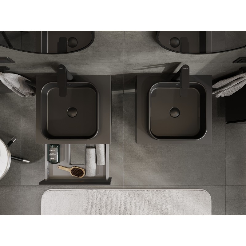 Mexen Orio mueble de baño bajo lavabo 50 cm con encimera, 1 cajón, negro mate - 91A10-05023-1-BFC71