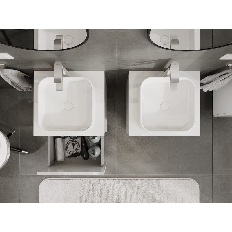 Mexen Orio badkamerkast voor onder de wastafel 50 cm met blad, 1 lade, witte hoogglans - 91A10-05047-1-BFC00