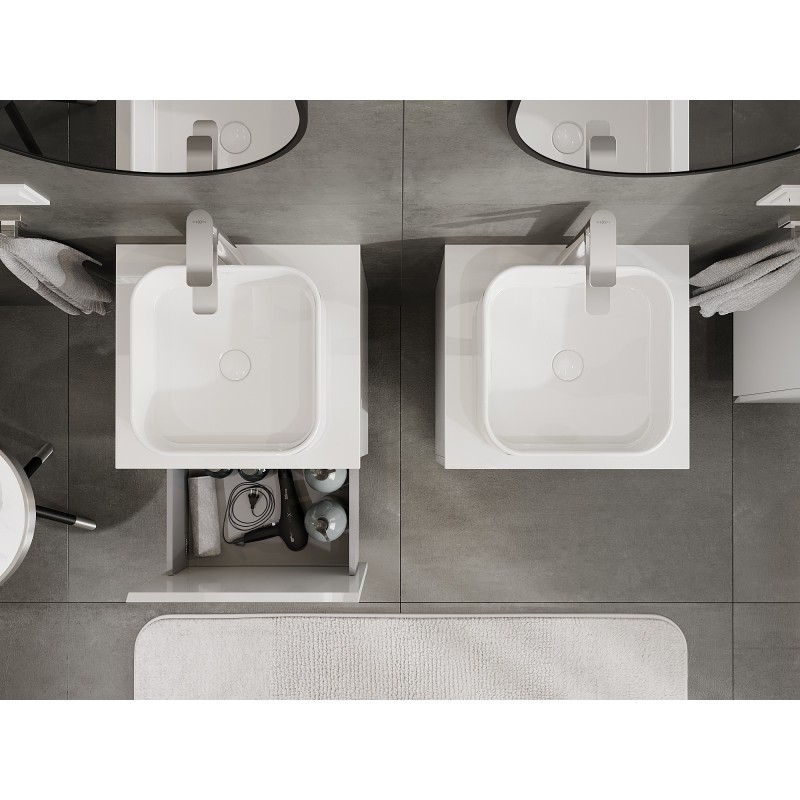 Mexen Orio mobile da bagno sottolavabo 50 cm con piano, 1 cassetto, bianco lucido - 91A10-05047-1-BFC00