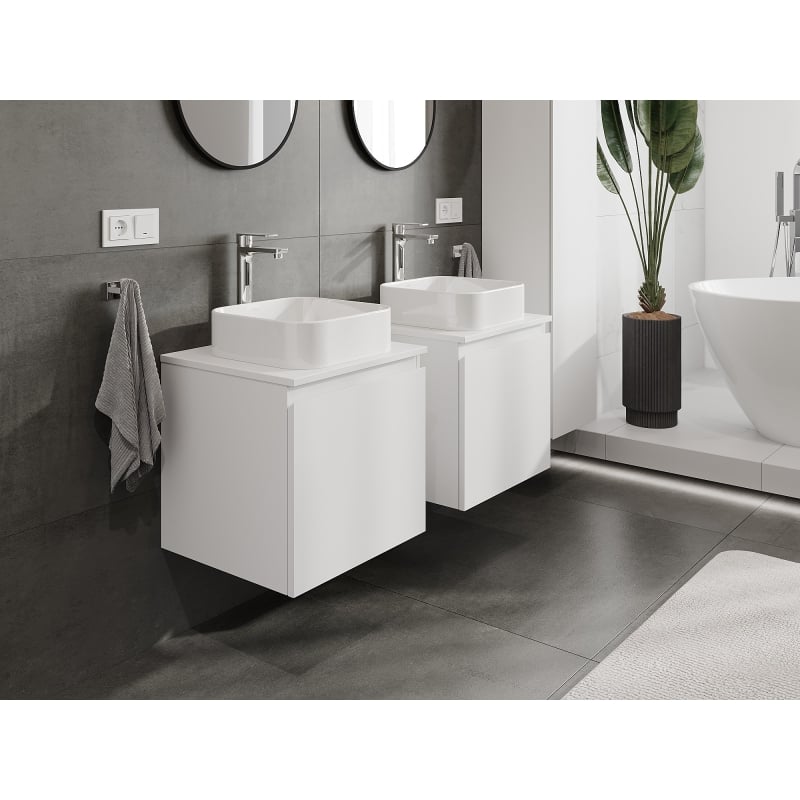Mexen Orio bathroom cabinet under-sink 50 cm with countertop, 1 drawer, matte white - 91A10-05047-1-BFC01