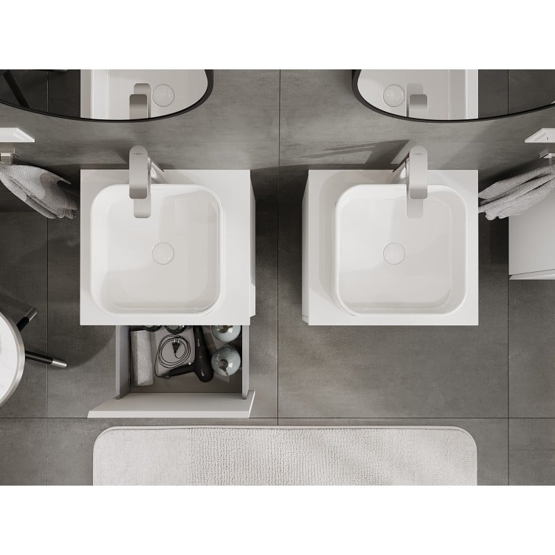 Mexen Orio armoire de salle de bains sous lavabo 50 cm avec plateau, 1 tiroir, blanc mat - 91A10-05047-1-BFC01