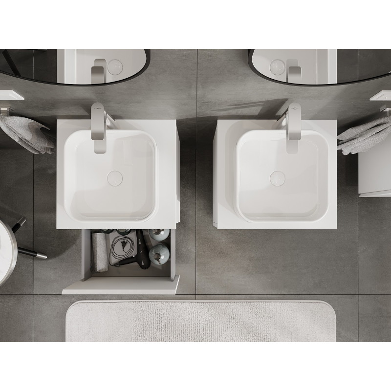 Mexen Orio bathroom cabinet under-sink 50 cm with countertop, 1 drawer, matte white - 91A10-05047-1-BFC01