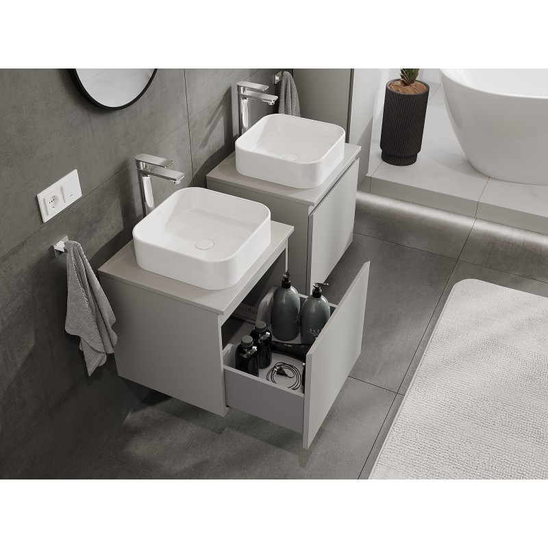 Mexen Orio mueble de baño para lavabo de 50 cm con encimera, 1 cajón, gris mate - 91A10-05047-1-BFC62