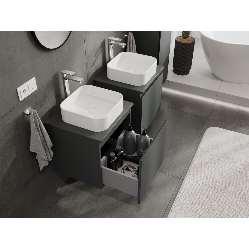 Mexen Orio meuble de salle de bains sous le lavabo 50 cm avec plateau, 1 tiroir, graphite mat - 91A10-05047-1-BFC66