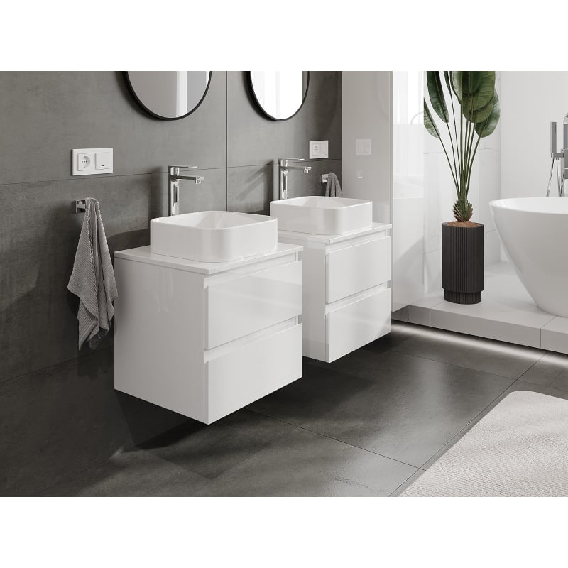 Mexen Orio 50 cm Bathroom Vanity Cabinet with Countertop, 2 Drawers, White Gloss - 91A10-05047-2-BFFC00