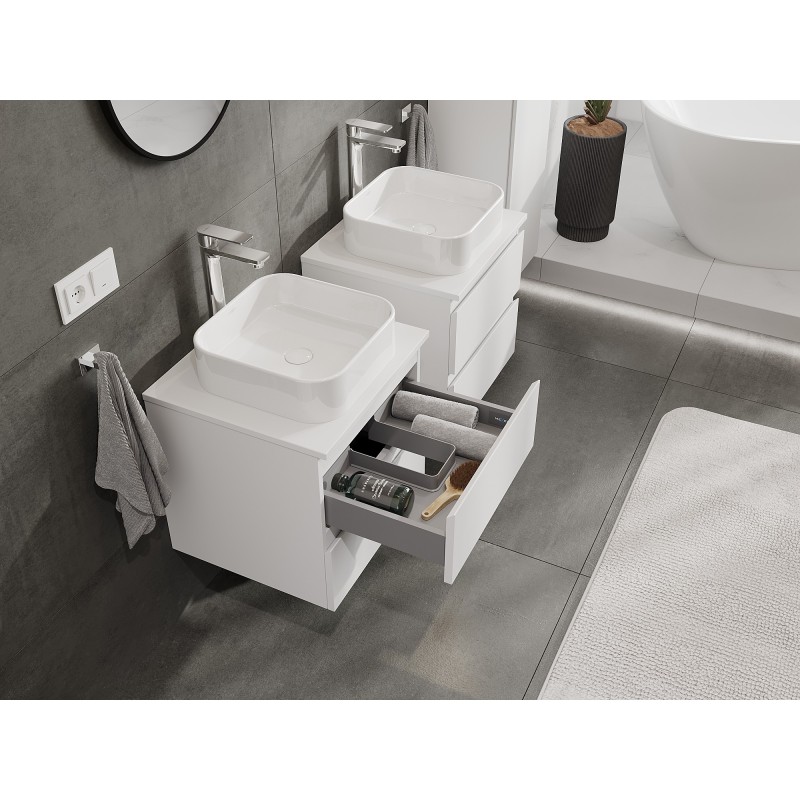 Mexen Orio meuble de salle de bain sous-lavabo 50 cm avec plateau, 2 tiroirs, blanc mat - 91A10-05047-2-BFFC01