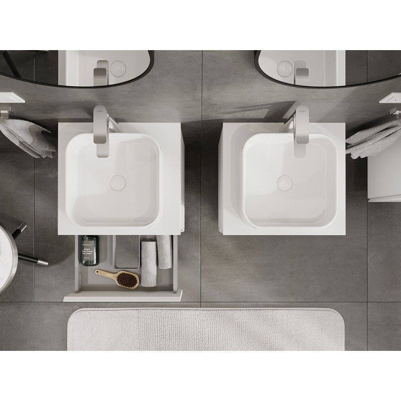 Mexen Orio mobiletto da bagno sotto lavabo 50 cm con ripiano, 2 cassetti, bianco opaco - 91A10-05047-2-BFFC01