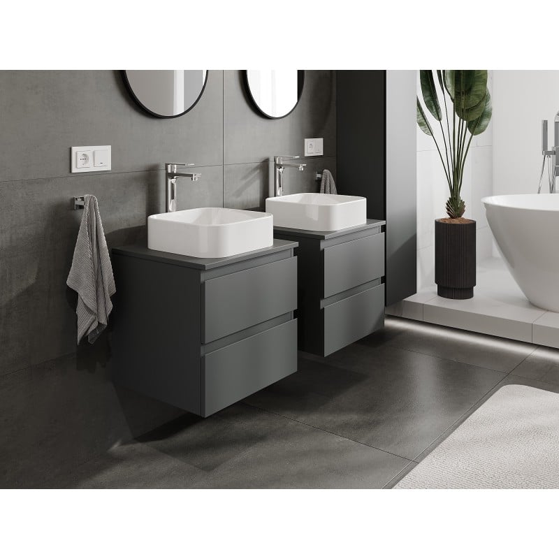 Mexen Orio szafka łazienkowa podumywalkowa 50 cm z blatem, 2 szuflady, grafit mat - 91A10-05047-2-BFFC66