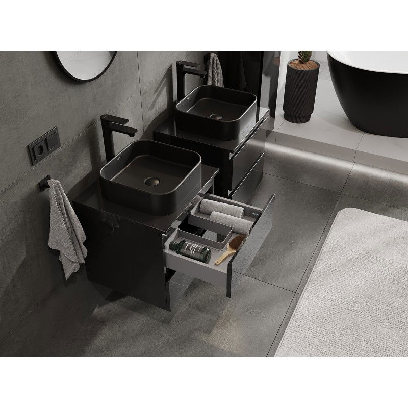 Mexen Orio kopalniška omarica s pultom, 50 cm z dvema predaloma, črna visok sijaj - 91A10-05047-2-BFFC70