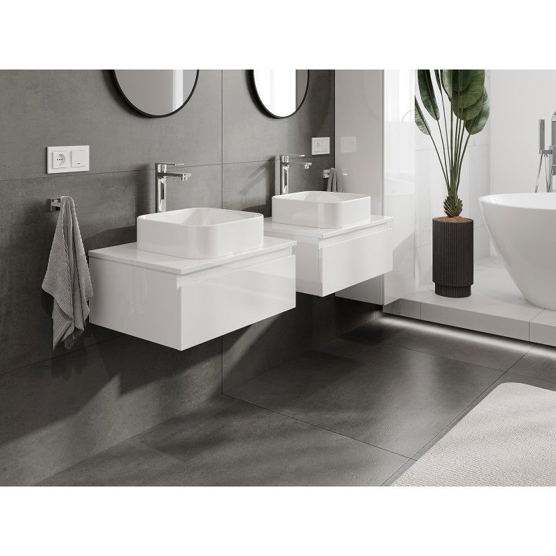 Mexen Orio meuble de salle de bains sous-lavabo 60 cm avec plateau, 1 tiroir, blanc brillant - 91A10-06023-1-BFC00