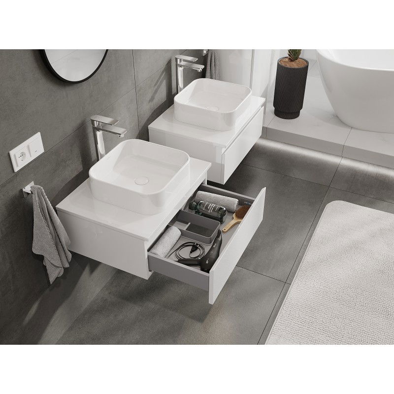 Mexen Orio bathroom cabinet for washbasin 60 cm with countertop, 1 drawer, white gloss - 91A10-06023-1-BFC00