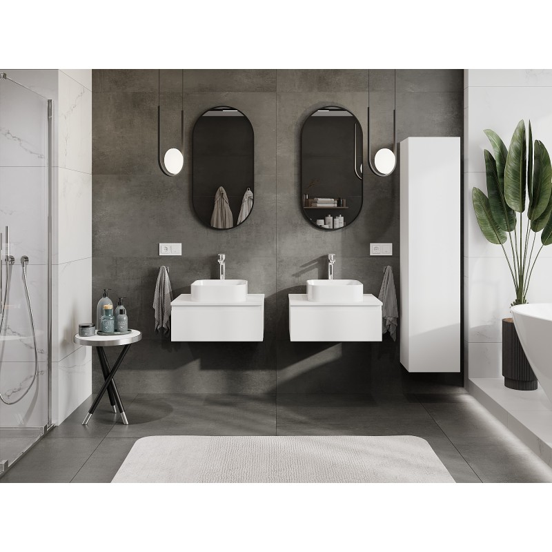 Mexen Orio Badezimmerschrank unter Waschbecken 60 cm mit Arbeitsplatte, 1 Schublade, weiß matt - 91A10-06023-1-BFC01