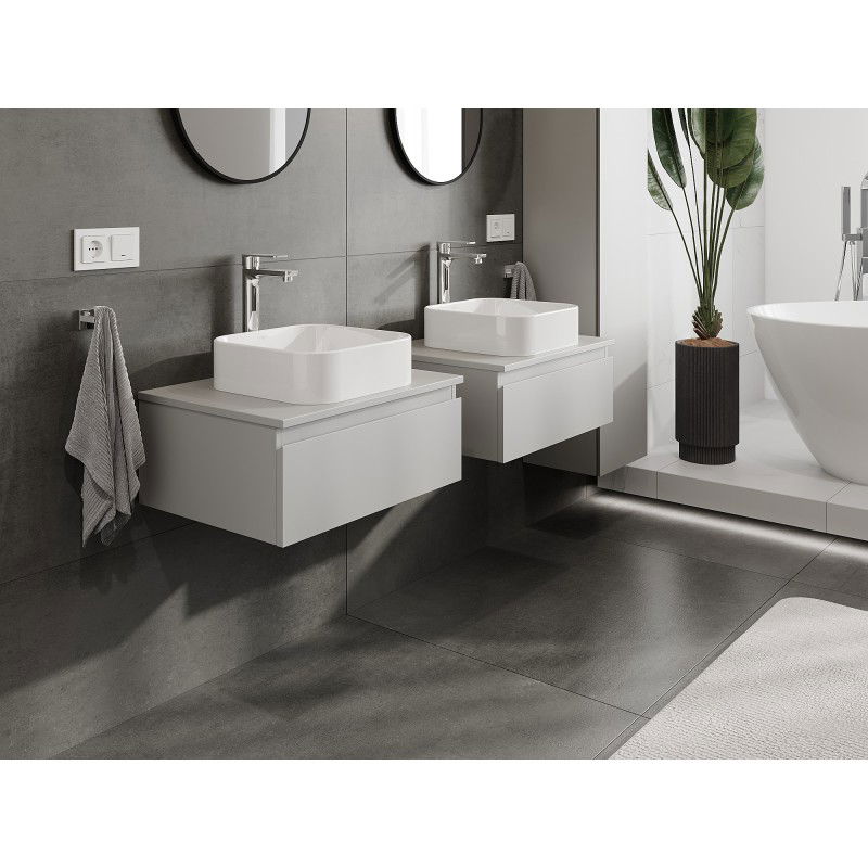 Mexen Orio meuble de salle de bain sous-vasque 60 cm avec plateau, 1 tiroir, gris mat - 91A10-06023-1-BFC62