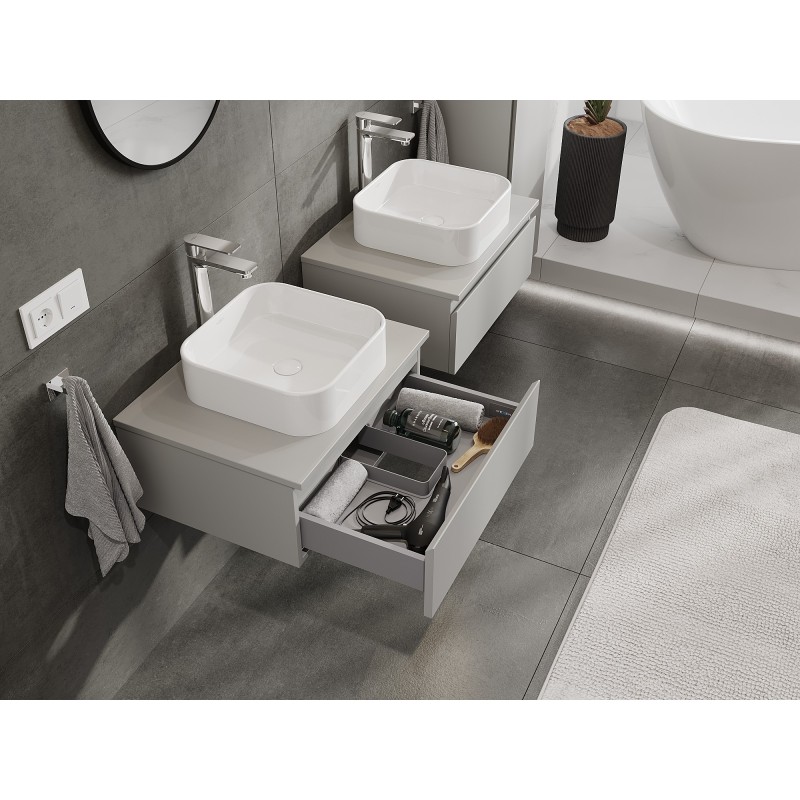 Mexen Orio gabinete de baño bajo lavabo 60 cm con encimera, 1 cajón, gris mate - 91A10-06023-1-BFC62