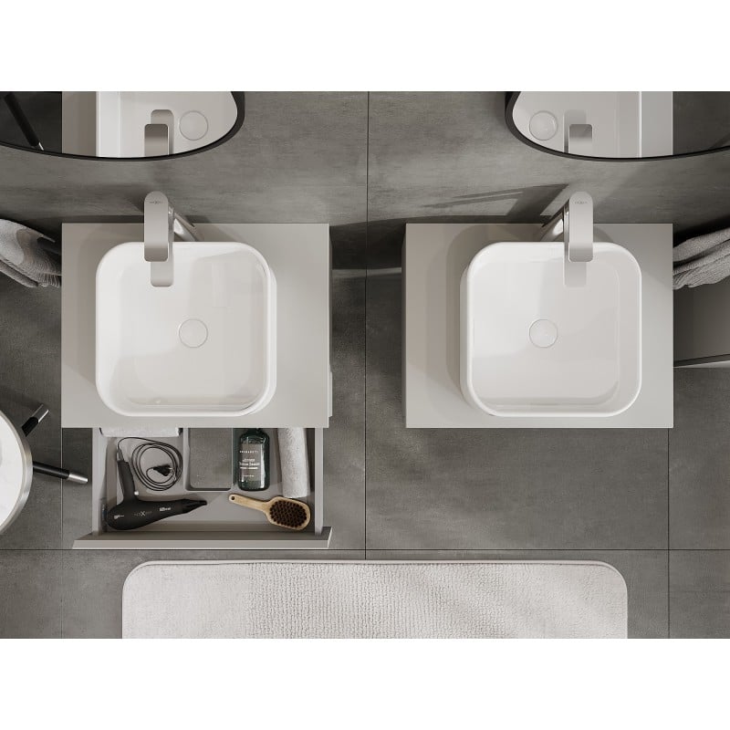 Mexen Orio 60 cm Vanity Unit with Countertop, 1 Drawer, Matte Grey - 91A10-06023-1-BFC62