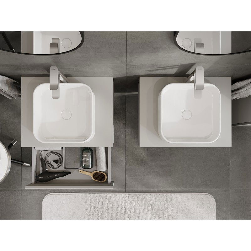 Mexen Orio meuble de salle de bain sous-vasque 60 cm avec plateau, 1 tiroir, gris mat - 91A10-06023-1-BFC62