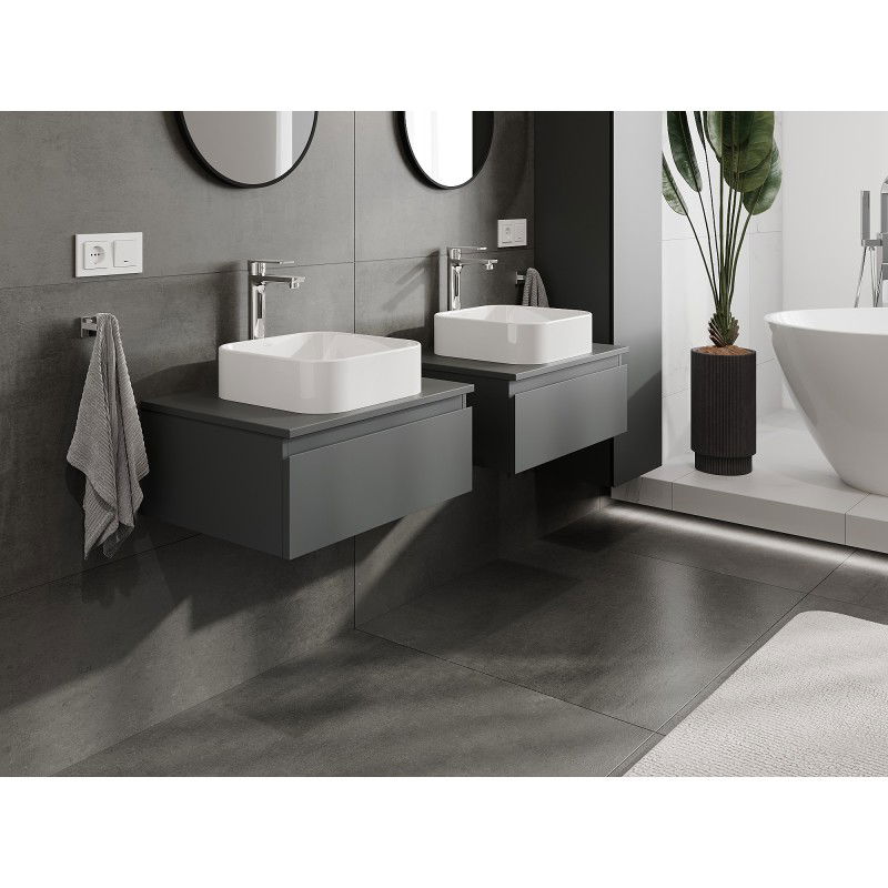 Mexen Orio meuble de salle de bain sous-vasque 60 cm avec plateau, 1 tiroir, graphite mat - 91A10-06023-1-BFC66