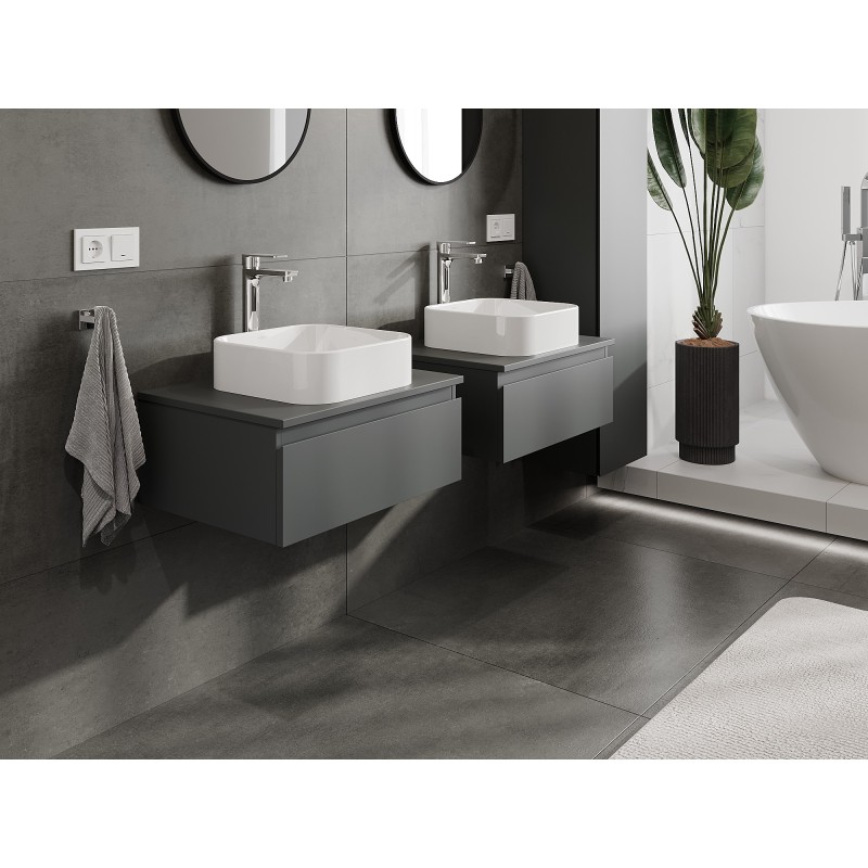 Mexen Orio szafka łazienkowa podumywalkowa 60 cm z blatem, 1 szuflada,  grafit mat - 91A10-06023-1-BFC66
