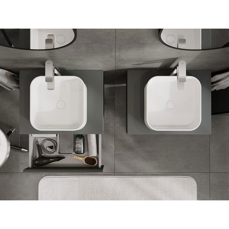 Mexen Orio Buedzëmmer Ënnerbau Cabinet 60 cm mat Plack, 1 Tirang, Grafit Matt - 91A10-06023-1-BFC66