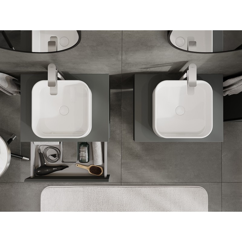 Mexen Orio mobiletto da bagno sottolavabo 60 cm con piano, 1 cassetto, grafite opaco - 91A10-06023-1-BFC66