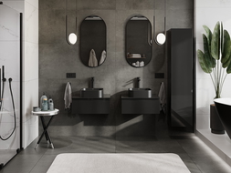 Mexen Orio mueble de baño bajo lavabo 60 cm con encimera, 1 cajón, negro brillante - 91A10-06023-1-BFC70