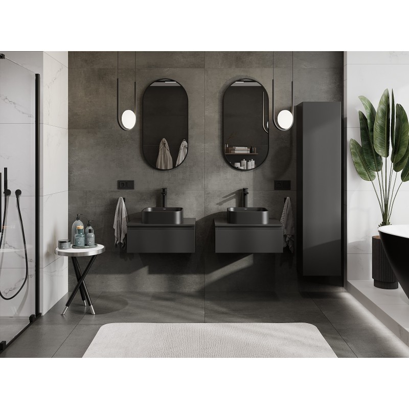 Mexen Orio mobiletto da bagno sottolavabo 60 cm con piano, 1 cassetto, nero opaco - 91A10-06023-1-BFC71