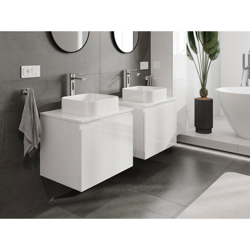 Mexen Orio meuble de salle de bain sous lavabo 60 cm avec plateau, 1 tiroir, blanc brillant - 91A10-06047-1-BFC00