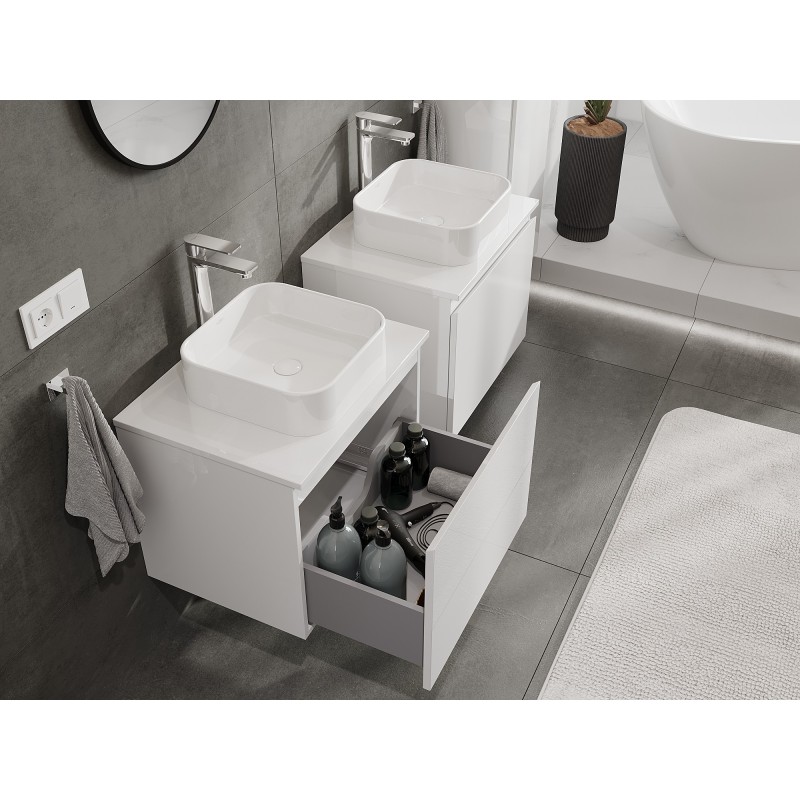 Mexen Orio mobiletto da bagno sottolavabo 60 cm con piano, 1 cassetto, bianco lucido - 91A10-06047-1-BFC00