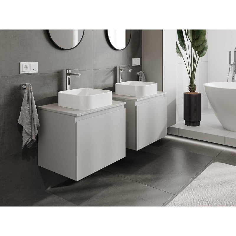 Mexen Orio armario de baño para lavabo de 60 cm con encimera, 1 cajón, gris mate - 91A10-06047-1-BFC62