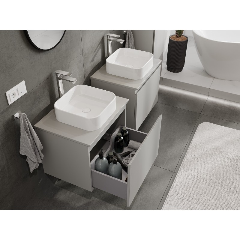 Mexen Orio mobiletto da bagno sotto lavabo 60 cm con piano, 1 cassetto, grigio opaco - 91A10-06047-1-BFC62