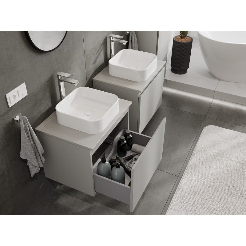 Mexen Orio szafka łazienkowa podumywalkowa 60 cm z blatem, 1 szuflada, szara mat - 91A10-06047-1-BFC62