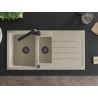 Mexen Andres lavello in granito 1,5 vasche con sgocciolatoio e rubinetto da cucina Rita, beige - 6515-69-670300-70