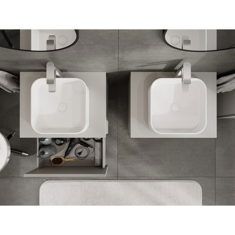 Mexen Orio armoire de salle de bains sous lavabo 60 cm avec plateau, 1 tiroir, gris mat - 91A10-06047-1-BFC62